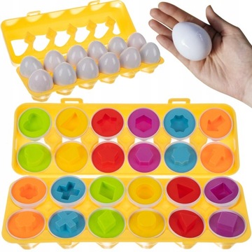 PLASTIKOWE JAJKA W KOBIAŁCE GRA UKŁADANKA ZABAWKA PREZENT DLA 4 5 6 LATKA