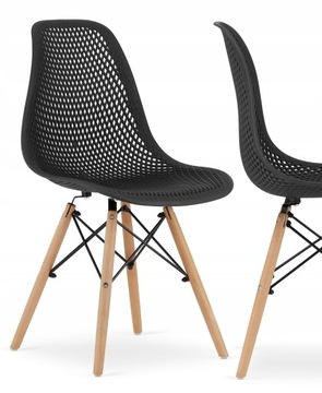 Krzesło skandynawskie plastikowe ażurowe nowoczesne kuchnia taras czarne dr