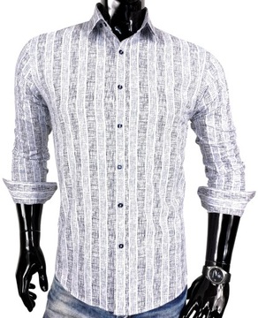Koszula męska we wzory slim niebieska EN319 r. XL
