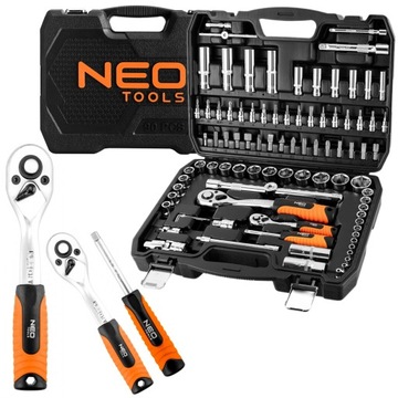НАБОР ТОРЦЕВЫХ КЛЮЧЕЙ NEO ИЗ 90 ЭЛЕМЕНТОВ. 10-180 1/2-1/4