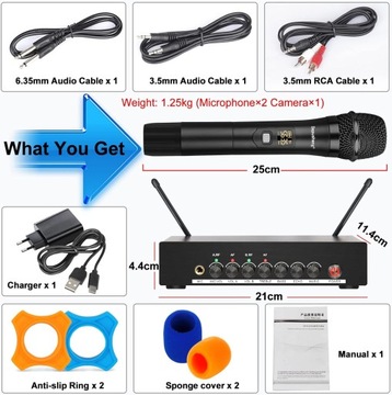 Комплект Караоке-станция + 2 беспроводных микрофона DEPUSHENG DR20