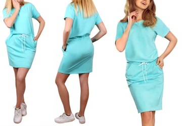 TUNIKA sportowa BAWEŁNIANA lato SUKIENKA szary 38 M