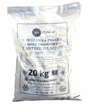 MIESZANKA PIASEK SÓL DROGOWA worek 20 kg do posypywania chodników dróg ZIMA