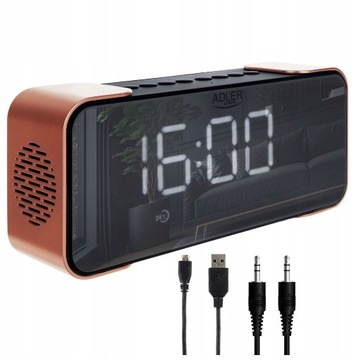 RADIOBUDZIK PRZENOŚNY RADIO GŁOŚNIK BLUETOOTH 6W SD ZEGAR BUDZIK USB
