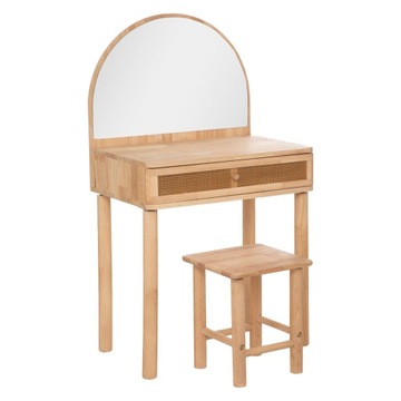 DREWNIANA TOALETKA DLA DZIECI Z LUSTERKIEM +TABORET
