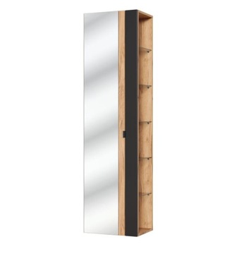 Słupek boczny z lustrem 45x33x170cm czarny mat/dąb