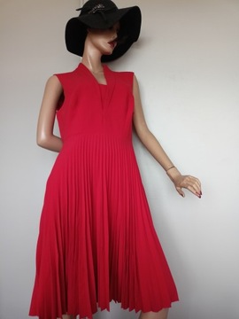 Karen Millen plisowana sukienka w pomarańczowej czerwieni 42/44