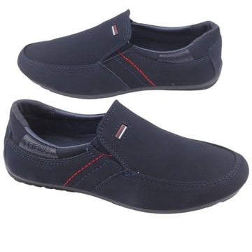 GRANATOWE MOKASYNY CHŁOPIĘCE ZAMSZOWE PÓŁBUTY