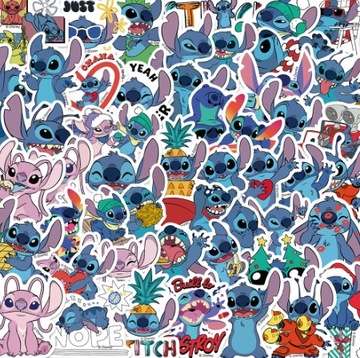 Водостойкие разноцветные наклейки со сказками Лило и Стич, 50 шт.