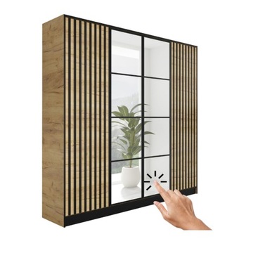 Szafa czterodrzwiowa z lustrem WZÓR 3 COSTA 4D DĄB CRAFT ZŁOTY