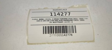 ROZDĚLOVAČ PROUDU BMW 3 F34 GT 922775205
