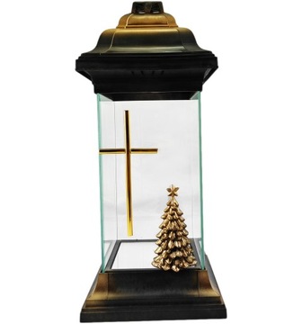 Duży znicz choinka lampion szklany kapliczka Boże Narodzenie 39cm