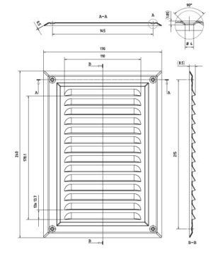 Вентиляционная решетка 17x24 дымовая труба SSAB медь