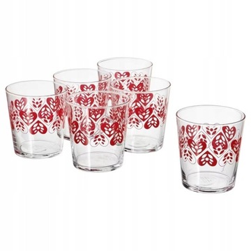 SZKLANKI NA ZIMNE NAPOJE IKEA VINTERFINT Szklanka 300 ml 6 szt wzór serca