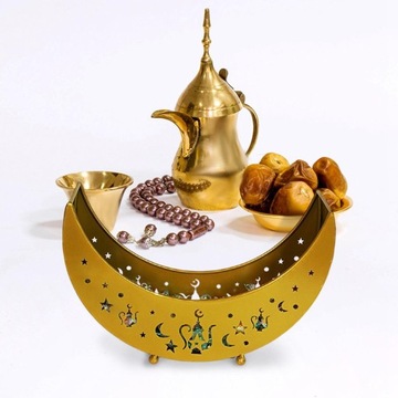 Рамадан Полумесяц Металлическая сервировочная утварь Поднос Контейнер Стол Aureate