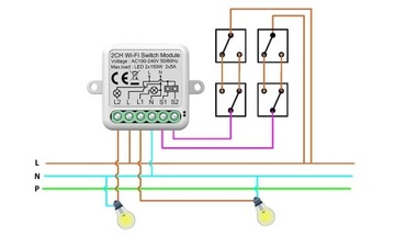 Настенный переключатель Tuya Smart с двойным реле Wi-Fi