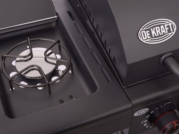 GRILL GAZOWY POLSKI DEKRAFT 3+1 ŻELIWNY RUSZT + POKROWIEC BLACK