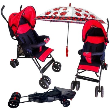 WÓZEK SPACEROWY PARASOLKA ULTRA LEKKI 4,8 KG SPACERÓWKA ROZKŁADANA CZERWONY