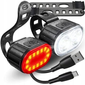 Велосипедный фонарь ПЕРЕДНИЙ ЗАДНИЙ светодиодный фонарь для руля велосипеда МОЩНЫЙ USB яркий