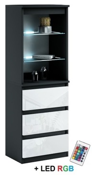 031-064 WITRYNA LED/3s + oświetlenie RGB - CZARNY / POŁYSK