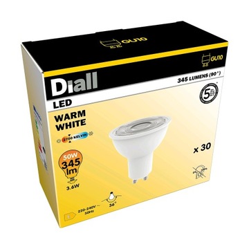 Żarówka LED Diall GU10 3.6W 345lm 2700K Biała ciepła Komplet 30 sztuk