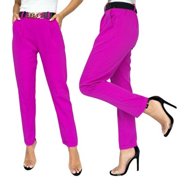 SPODNIE DAMSKIE ELEGANCKIE CYGARETKI KOBIECE MODNE 48/50 4XL/5XL FUKSJOWE