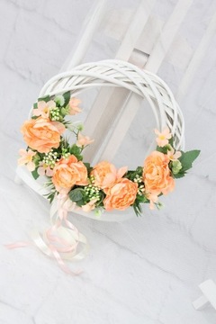 Плетеный венок из цветов, украшение на дверь АБРИКОС