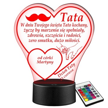 LAMPKA NOCNA LED STATUETKA 3D NA BIURKO na Dzień Taty + PILOT prezent