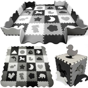 MATA EDUKACYJNA dla dzieci EVA KOJEC DYWAN 150x150 XXL PUZZLE PIANKOWE 52el