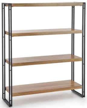 Regał metalowy CZARNY dąb loft BOLIVAR REG1 Halmar