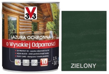 LAZURA V33 WYSOKA ODPORNOŚĆ 10LAT ZIELONY 2,5L