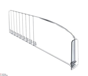 Oddzielacz towaru 120x485mm z frontem, przezroczysty