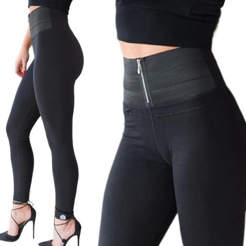 MODELUJĄCE LEGGINSY Z SZEROKĄ GUMĄ PASEM PUSH UP M