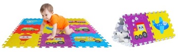 MATA piankowa puzzle EDUKACYJNA 86x86 dla dzieci SKŁADANA ochronna POJAZDY