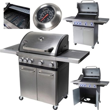 Grill gazowy SILVER STAR 500 palniki 4+1 12,8 kW SREBRNY