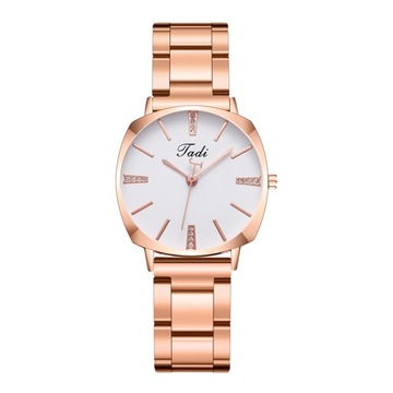 Women Dress Watch Rhinestone Round Dial Stainless Steel