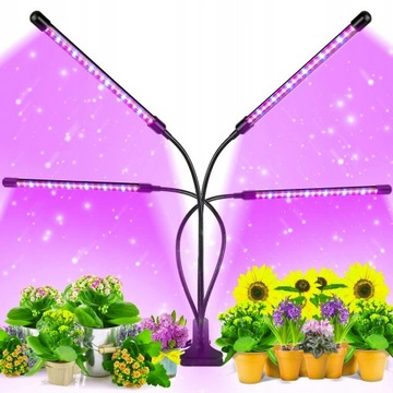 СВЕТОДИОДНАЯ ЛАМПА ДЛЯ ВЫРАЩИВАНИЯ РАСТЕНИЙ 4 ГОЛОВКИ ТАЙМЕР ДЛЯ ВЫРАЩИВАНИЯ ЦВЕТОВ МОЩНЫЙ