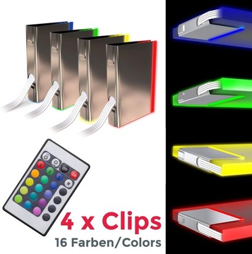 4x LED CLIP - RGB - ДЛЯ СТЕКЛЯННЫХ ПОЛОК - ВИТРИНЫ