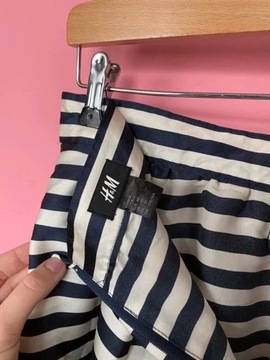 H&M spódnica mini paski granat biały 40 L