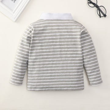 Элегантный воротник-поло с бело-серыми полосками 3У5