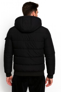ПУХОВИК МУЖСКОЙ ЗИМНИЙ УТЕПЛЕННЫЙ С КАПЮШОНОМ, ЧЕРНЫЙ 164/170 S
