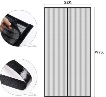 MOSKITIERA NA DRZWI BALKONOWE DUŻA MAGNES ZASŁONA KURTYNA SZCZELNA 100x210