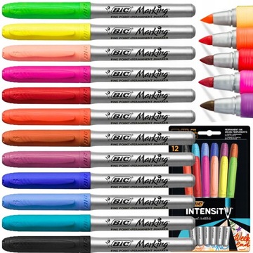 BIC ZESTAW MARKERY PERMANENTNE INTENSE 12 KOLORÓW ALKOHOLOWE PISAKI x12