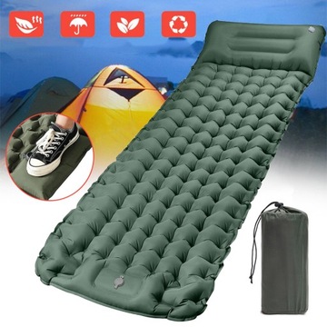 MATA KEMPINGOWA, NADMUCHIWANY MATERAC DO SPANIA Z POMPKĄ NOŻNĄ I PODUSZKĄ