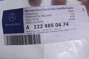 LIŠTA NÁRAZNÍKU MERCEDES W222 A2228850474