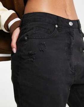 Parisian NG7 bra czarne spodnie mom jeans dziury kieszenie M