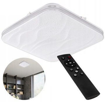 LAMPA PLAFON LED 72W DEKORACYJNY Z EFEKTEM GWIAZD CCT + PILOT REGULACJA