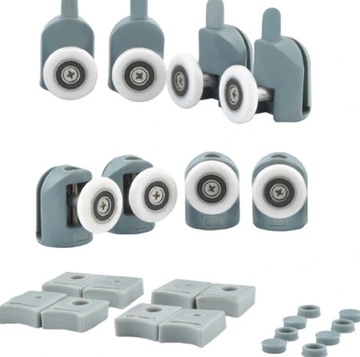 KOMPLET 8 ROLEK DO KABINY PRYSZNICOWEJ ROLKI KÓŁKA