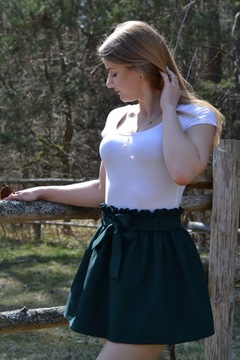 МИНИ-ЮБКА ХАКИ НА РЕЗИНОВОМ РЕМЕШКЕ