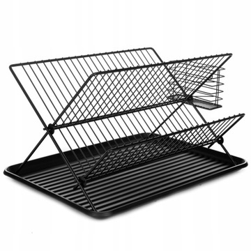 ДВУХУРОВНЕВАЯ СУШИЛКА ДЛЯ СУШКИ ПОСУДЫ, ЧЕРНАЯ, МЕТАЛЛ, СТИЛЬНЫЙ ЛОФТ
